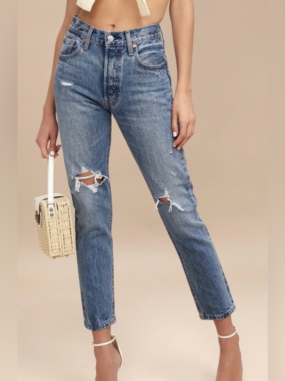 Levi’s 501 Women’s size 25 Distressed Straight High Waist Ankle Jeans